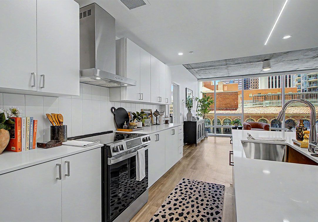 Kitchen with white cabinets